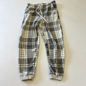 Aerie Women's Plaid Snowed-In Fleece Jogger Pajama Pants Size Gray White S